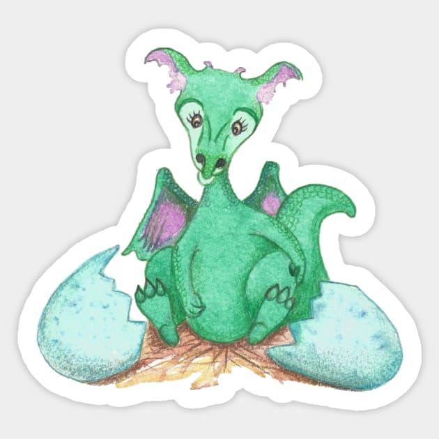 Baby Dragon Sticker Sticker by lynncostelloe